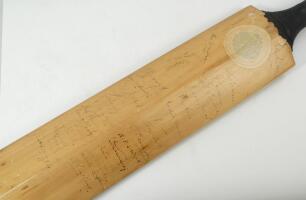 England v Australia, Headingley 1953. Stuart Surridge ‘Herbert Sutcliffe Autograph’ size 6 cricket bat signed to the back of the bat by both teams plus Don Bradman and other England players. Thirty one signatures in total including Hassett, Miller, Harvey