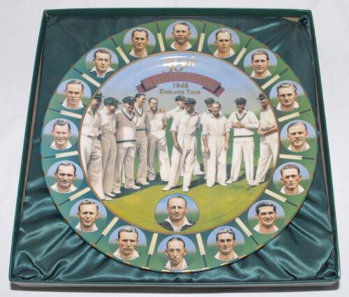 Don Bradman. Large limited edition plate produced to commemorate the Australian ‘50th Anniversary 1948 England Tour’. The plate with scene of the team to centre with cameo images of each player running around the rim. Limited edition number 2772 of 4950 p