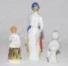 Cricket figures. Selection of three figures. A Continental bisque figure of a batsman, wearing blue cap, yellow shirt, blue cravatte and sash holding a bat to side on a naturalistic oval base. 10” tall. The second a Staffordshire 19th century pottery fig - 2