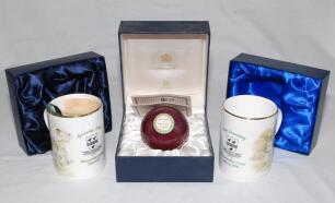 Worcestershire C.C.C. Two limited edition bone china commemorative mugs by Bronte Porcelain, ‘Tom Graveney Worcestershire Career 1961 to 1970’ limited edition no. 35/200, and ‘Graeme Hick Worcestershire Career 1984-2008’, no. 165/250, both in original pre