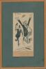 ‘He’s not a soccer fan on the rampage- he’s a Hampshire Supporter’. Amusing original pen and ink cartoon artwork depicting an ecstatic Hampshire fan jumping for joy, Hampshire having won the County Championship, with boater flying into the air with two po