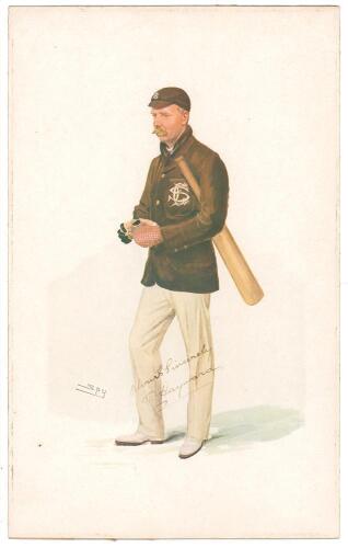 Thomas Walter Hayward. Surrey & England 1893-1914. Signed Vanity Fair colour chromolithograph of Hayward. &lsquo;Tom&rsquo;. July 11th 1906 by SPY. Very nicely signed by Hayward in black ink to lower part of the image. The print laid down to board and in good conditi