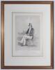 ‘W. Ward Esq. To Lord Charles Russell, this sketch is most respectfully dedicated by his Lordships most obedient servant. W.H.Mason’. Hand coloured tinted lithograph of William Ward in formal attire posing on a chair on a cricket pitch with players, spect