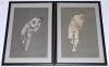 Cricket prints and frames. Selection including a mounted and framed Victorian colour chromolithograph cut out of a batsman at the wicket, with keeper behind, facing up for the delivery, three signed prints of Headingley, Scarborough and Canterbury by Aylw - 3