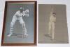 Cricket prints and frames. Selection including a mounted and framed Victorian colour chromolithograph cut out of a batsman at the wicket, with keeper behind, facing up for the delivery, three signed prints of Headingley, Scarborough and Canterbury by Aylw - 4