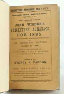 Wisden Cricketers’ Almanack 1895. 32nd edition. Bound in quarter leather binding, with original paper wrappers, gilt titles to spine. Minor wear to the corners of the wrappers otherwise in good/very good condition