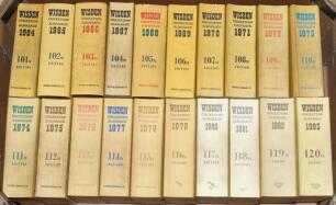 Wisden Cricketers’ Almanack 1964 to 2022. Original limp cloth covers. The majority are limp cloth covered editions with the exception of 1965, 1966, 1968, 1999 and 2007 to 2022.