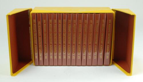 Wisden Cricketers’ Almanack 1864-1878. Fifteen facsimile editions published by John Wisden & Co Ltd, London 1991. Limited edition 573/1000. Brown hard board covers with gilt lettering to covers and spine. In original yellow presentation box, One opening f