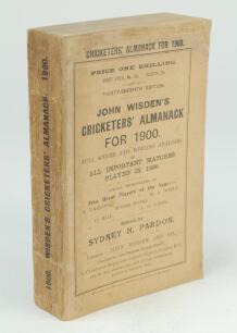 Wisden Cricketers’ Almanack 1900. 37th edition. Original paper wrappers. Restoration to the top edge of the front wrapper otherwise in generally good/very good condition