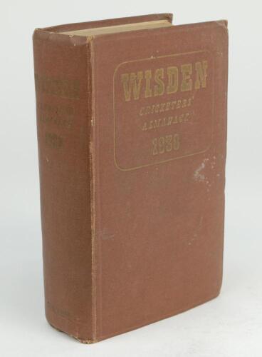 Wisden Cricketers’ Almanack 1938. 75th edition. Original hardback. Wear to boards, dulled gilt titles to front board and spine paper, internally good condition