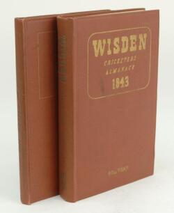 Wisden Cricketers’ Almanack 1943. 80th edition. Original hardback. Only 1400 hardback copies were printed in this war year. Dulled gilt titles on the spine paper, minor mark to front board otherwise in good/very good condition. A rare wartime edition. Sol