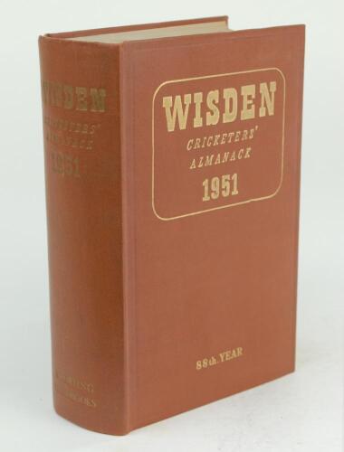 Wisden Cricketers&rsquo; Almanack 1951. Original hardback. Signature of ownership to inside of the front board otherwise in very good condition