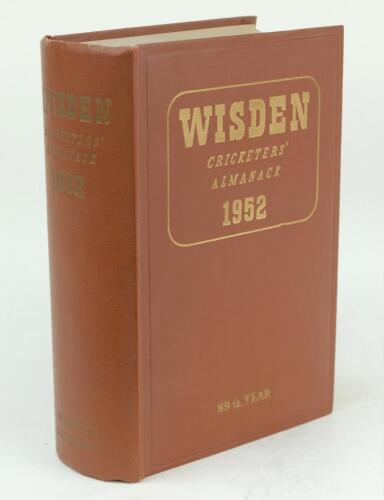 Wisden Cricketers’ Almanack 1952. Original hardback. Very good condition