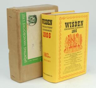 Wisden Cricketers’ Almanack 1966. Original hardback with dustwrapper. Very good to excellent condition. The book presented in its original ‘Sporting Handbooks Ltd’ postal box with the original receipt to a William Hague of Sheffield