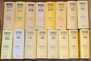 Wisden Cricketers’ Almanack 1976 to 2014, 2016 (2 copies), 2017 (2 copies), 2018 (2 copies), 2019 and 2023. Original hardback editions with dustwrapper. Sold with a hardback edition of ‘Index to Wisden 1864-1984’. The 1979 edition with non removable cello