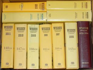 Wisden Anthology 1978-2006. Leather bound limited edition no. 206/300, gilt to all page edges in slipcase. Signed to title page by the editor, Stephen Moss, and former editors of Wisden, Matthew Engel, Tim De Lisle and Graeme Wright. Sold with Wisden Cric