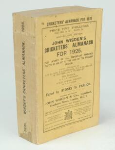 Wisden Cricketers’ Almanack 1925. 62nd edition. Original paper wrappers. Minor wear to wrappers, minor loss to foot of spine paper otherwise in good/very good condition