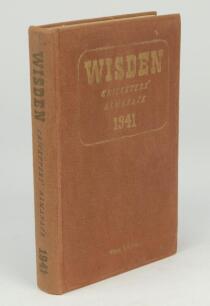 Wisden Cricketers’ Almanack 1941. 78th edition. Original hardback. Only 800 hardback copies were printed in this war year. Worn boards, dulling to gilt titles on front board and spine paper, breaking to front internal hinge otherwise in good condition. A 