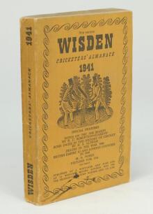 Wisden Cricketers’ Almanack 1941. 78th edition. Original limp cloth covers. Only 3200 paper copies printed in this war year. Ink stain to the lower part of the front wrapper, some general wear and soiling to covers, some wear to internal hinges otherwise 