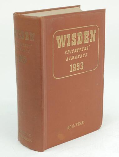 Wisden Cricketers’ Almanack 1953. Original hardback. Minor mark to lower front board, some slight dulling to gilt titles on the spine otherwise in good/very good condition