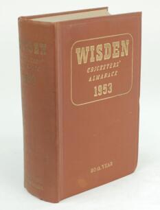 Wisden Cricketers’ Almanack 1953. Original hardback. Minor mark to lower front board, some slight dulling to gilt titles on the spine otherwise in good/very good condition