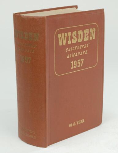 Wisden Cricketers’ Almanack 1957. Original hardback. Some slight dulling and wrinkling to gilt titles on the spine otherwise in good/very good condition