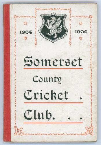 Somerset County Cricket Club Year Book 1904-05. Compiled by G.S. McAulay. E.S. & A. Robinson Ltd, Taunton 1905. Original decorative boards. Boards very slightly soiled otherwise in very good condition. Scarce