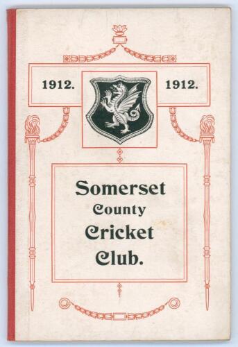 Somerset County Cricket Club Year Book 1912-13. Hamment & Co, Taunton 1913. Original decorative boards. Generally in very good condition. Ex Woodhouse collection with photocopied copy of &lsquo;Anthony Woodhouse- A Tribute&rsquo; by Rosenwater included
