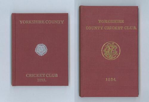 Yorkshire C.C.C. Annuals 1893 & 1894. Two limited edition facsimile reprints of the first two issues of the annual. Each bound in red cloth with gilt title and Yorkshire emblem to front cover. The 1893 published in 1990, limited edition no. 132/150. The 1