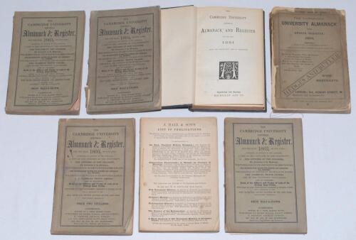 The Cambridge University General Almanack & Register 1860, 1861, 1862, 1863, 1864, 1881 and 1893. Published by Henry Wallis and E. Johnson, Cambridge. printed by J. Webb of Cambridge. Original wrappers. Each of the almanacks contain the &lsquo;register of all U