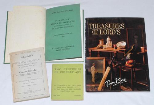 Cricket art. Four titles relating to art in cricket. ‘Catalogue of the Pictures, Drawings, Sculpture Prints etc... belonging to the Marylebone Cricket Club’, official catalogue compiled by Sir Spencer Ponsonby-Fane and Sir Fred A. Eaton, London 1912. Orig