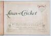 ‘Laws of Cricket’ Charles E. Crombie. London 1907. Large, complete first edition folio book containing twelve colour humorous illustrations with captions of the laws of the game, produced for Perrier Limited of London, with Perrier advertisements througho - 2