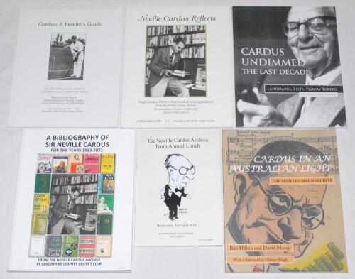 ‘A Bibliography of Sir Neville Cardus for the years 1913-2023’. Compiled by Prof J.H. St. J. Mcllwaine, edited by Ken Grime. Limited edition no. 25/100, signed to limitation label by Mcllwaine and Grime. Sold with four further limited edition titles produ