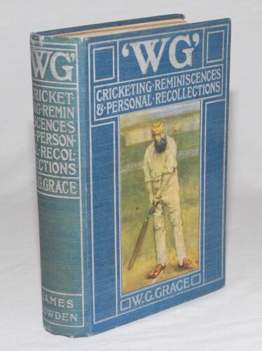 W.G. Cricketing Reminiscences & Personal Recollections’. W.G. Grace. London 1899. Nicely signed in black ink by Lionel Charles Hamilton Palairet. Somerset & England. 1891-1909 to front end paper and dated August 1899, his copy. General wear to covers, s