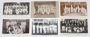 South Africa tours to England 1924-1935. Six mono postcards of which five are real photographs of South Africa touring teams depicted seated and/ or standing in rows from the 1924, 1929 and 1935 tours. Publishers include C. Smith (Oval), J. Smith Bookstal