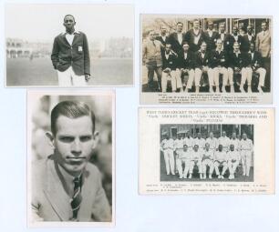 Learie Nicholas Constantine and Herbert Peter Bayley, West Indies. Two mono real photograph plain back postcards, one of Constantine (Trinidad, Barbados & West Indies 1921-1939) standing three quarter length on the outfield at Scarborough wearing tour bla