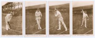 Kent C.C.C. c.1912. Four early sepia real photograph postcards of ‘Kent Cricketers’, all Kingsway Real Photo Series. Players are G.C. Collins (Kent 1911-1928) in batting pose, series no. S11382, E.W. Dillon (Kent & Oxford University 1900-1923, captain 190