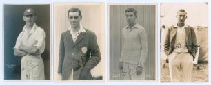 Kent C.C.C. signed postcards 1930s. Four mono and sepia real photograph postcards, each depicting a Kent player three quarter length wearing cricket attire and signed to the photograph by the featured player. Postcards are Les Todd (Kent 1927-1950), a you