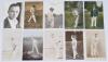 Lancashire C.C.C. 1900s-1930s. Eight mono and sepia real photograph postcards of Lancashire players in batting and bowling poses etc. Players are Johnny Tyldesley, Syd Barnes, A.H. Hornby, Jack Sharp, Jimmy Heap, E. Greenhalgh and Eddie Paynter (two diffe