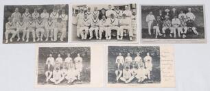 Leicestershire C.C.C. 1903-1936. Four mono real photograph postcards of Leicestershire teams of the period. Teams are 1903 Wrench Series no. 3272, 1903 Dainty Series (postmarked 1903), 1925 Nias of Brighton, and 1936 (publisher unknown). Sold with a Star 