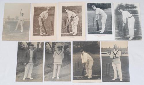 Leicestershire C.C.C. early 1900s-1930s. Nine mono real photograph and printed postcards of Leicestershire players of the period, all depicted full length in cricket attire. Players are T.E. Sidwell, G. Geary (both by Nias of Brighton), C.E. De Trafford, 