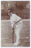 William ‘Billy’ East. Northamptonshire 1905-1914. Early sepia real photograph postcard of East standing full length at the wicket in batting pose, wearing Northamptonshire cap. Foster of Brighton. Minor wear to edges, otherwise a very nice image in good/ 