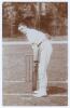 Edmund Mitchell Crosse. Northamptonshire 1905-1910. Early sepia real photograph postcard of Crosse standing full length at the wicket in batting pose. Blind embossed stamp for Foster of Brighton to lower right corner. Minor wear to edges, otherwise a very