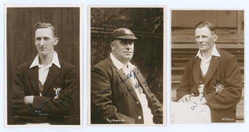 Nottinghamshire C.C.C. signed player postcards c.1930s. Three mono real photograph postcards of Nottinghamshire players, each depicted seated three quarter length wearing County blazer. Each signed in ink to the photograph. Players are Joseph Knowles (Not