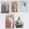 Peter Randall Johnson. Cambridge University & Somerset 1900-1927. Early sepia real photograph postcard of Johnson standing full length at the wicket in batting pose. Name annotated in ink to lower edge. Foster of Brighton. Minor corner wear, otherwise in 