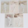 Surrey C.C.C. early 1900s. Five early sepia real photograph postcards of Surrey players, each depicted full length at the wicket in varying batting poses, wearing cricket attire and cap. Players are M.C. Bird (Lancashire, Surrey & England 1907-1921), E.G.