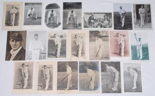 Surrey C.C.C. 1900s- 1930s. Twenty early mono postcards, the majority printed, with the odd real photograph, of Surrey players in varying poses. Players are R. Abel (2 different), V.F.S. Crawford (2), A. Ducat, P.G.H. Fender, L.B. Fishlock, T.W. Hayward (