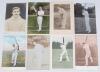 Charles Burgess Fry. Oxford University, Sussex, Hampshire, Europeans & England 1892-1921. Eight early mono and colour postcards of Fry depicted in varying batting poses, one head and shoulders. Includes a sepia real photograph postcard of Fry, full length