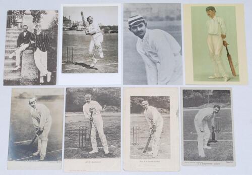 Kumar Sri Ranjitsinhji. Cambridge University, Sussex & England 1893-1920. Three early mono real photograph postcards and one printed of Ranji depicted in varying batting poses. Series are Rotophot, Wrench (2 different) and Star Series. Also a mono real ph