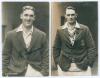 Jim Hammond & James Langridge. Sussex C.C.C. Two early original sepia real photograph postcards, one of H.E. Hammond (Sussex 1928-1946), the other of J. Langridge (Sussex, Auckland & England 1924-1953). Both depicted three quarter length wearing cricket a